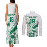 Custom Cricket South Africa Couples Matching Tank Maxi Dress and Long Sleeve Button Shirt Proteas Go Champion White Version - Wonder Print Shop
