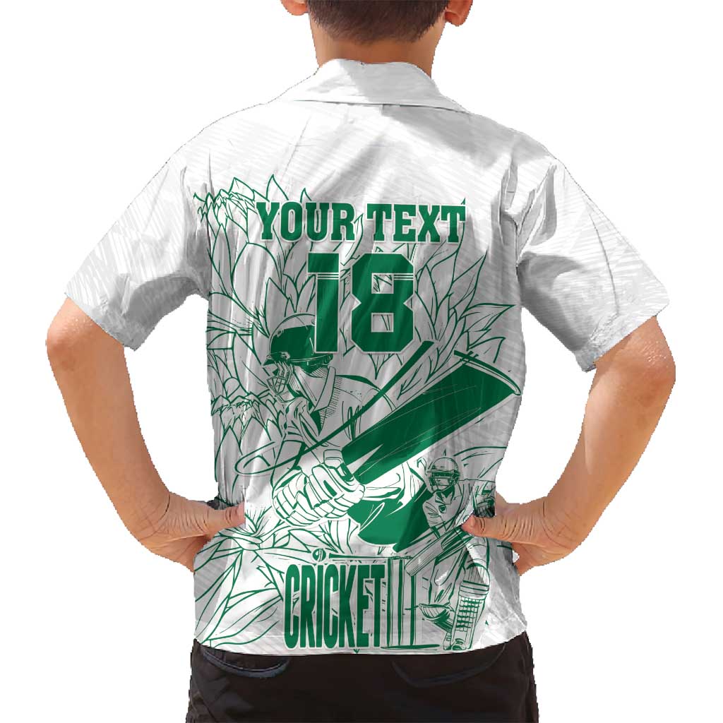 Custom Cricket South Africa Family Matching Long Sleeve Bodycon Dress and Hawaiian Shirt Proteas Go Champion White Version - Wonder Print Shop