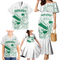 Custom Cricket South Africa Family Matching Mermaid Dress and Hawaiian Shirt Proteas Go Champion White Version - Wonder Print Shop