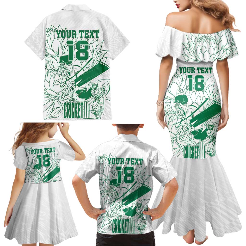 Custom Cricket South Africa Family Matching Mermaid Dress and Hawaiian Shirt Proteas Go Champion White Version - Wonder Print Shop
