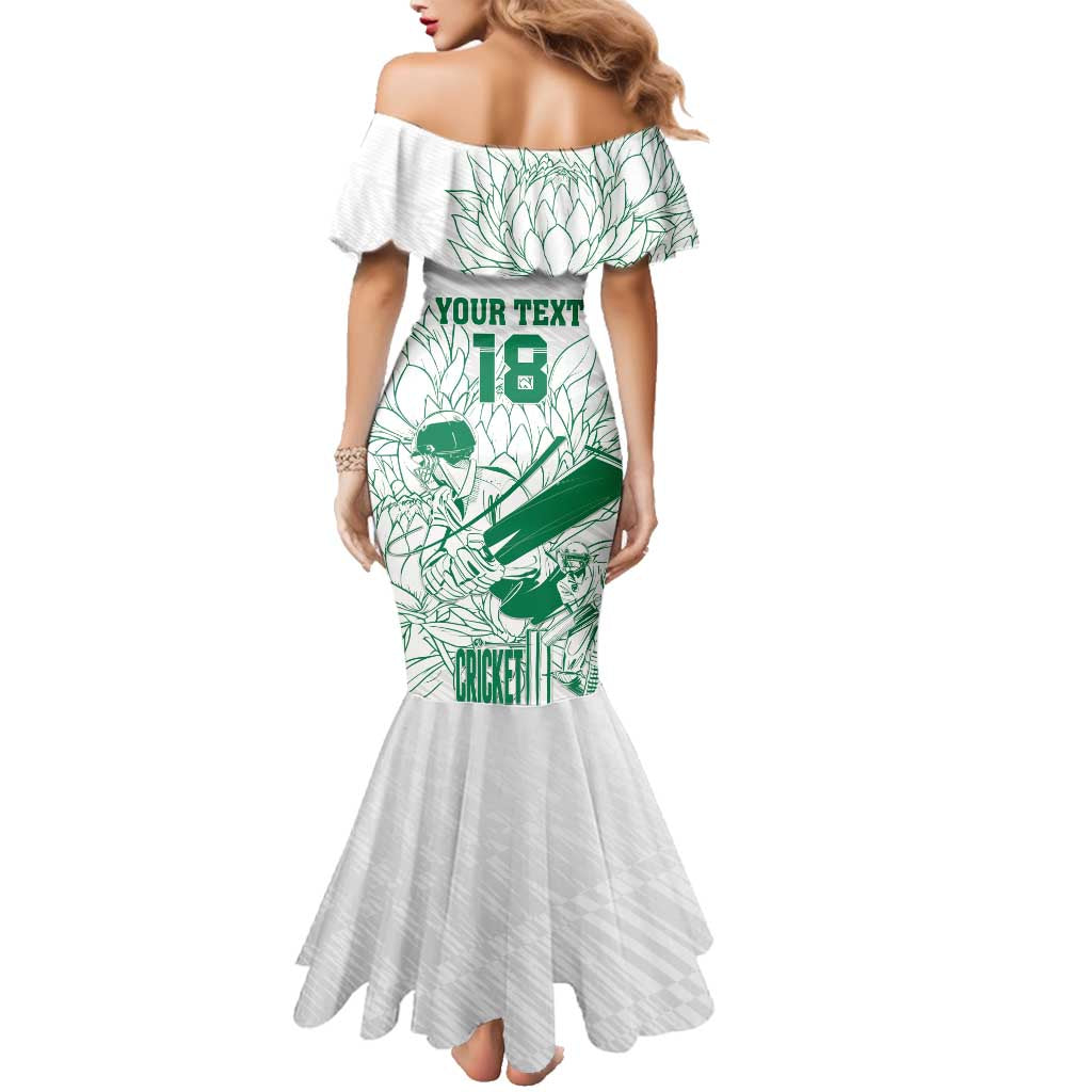 Custom Cricket South Africa Family Matching Mermaid Dress and Hawaiian Shirt Proteas Go Champion White Version - Wonder Print Shop