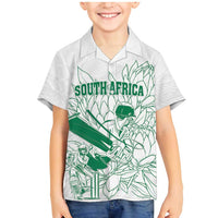 Custom Cricket South Africa Family Matching Mermaid Dress and Hawaiian Shirt Proteas Go Champion White Version - Wonder Print Shop