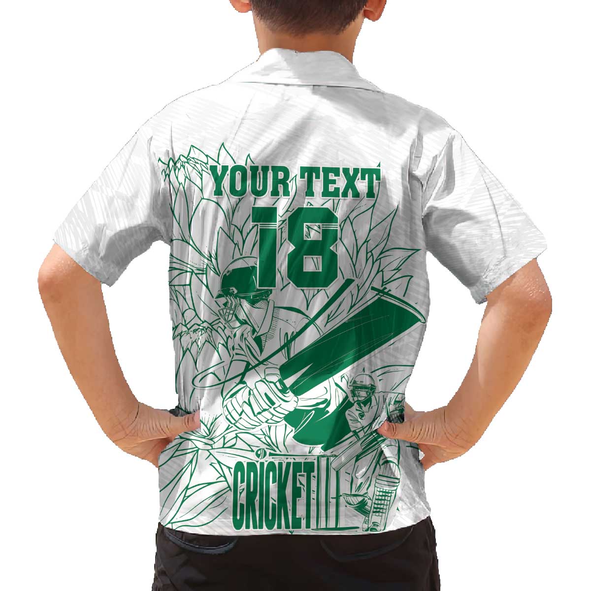 Custom Cricket South Africa Family Matching Off The Shoulder Long Sleeve Dress and Hawaiian Shirt Proteas Go Champion White Version - Wonder Print Shop