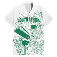 Custom Cricket South Africa Family Matching Off The Shoulder Long Sleeve Dress and Hawaiian Shirt Proteas Go Champion White Version - Wonder Print Shop