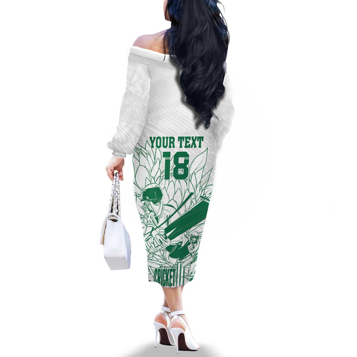 Custom Cricket South Africa Family Matching Off The Shoulder Long Sleeve Dress and Hawaiian Shirt Proteas Go Champion White Version - Wonder Print Shop