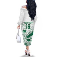 Custom Cricket South Africa Family Matching Off The Shoulder Long Sleeve Dress and Hawaiian Shirt Proteas Go Champion White Version - Wonder Print Shop