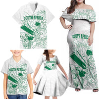 Custom Cricket South Africa Family Matching Off Shoulder Maxi Dress and Hawaiian Shirt Proteas Go Champion White Version - Wonder Print Shop