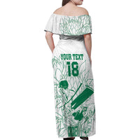 Custom Cricket South Africa Family Matching Off Shoulder Maxi Dress and Hawaiian Shirt Proteas Go Champion White Version - Wonder Print Shop