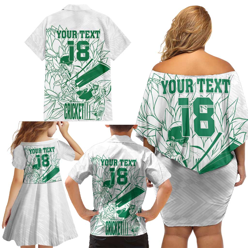 Custom Cricket South Africa Family Matching Off Shoulder Short Dress and Hawaiian Shirt Proteas Go Champion White Version - Wonder Print Shop