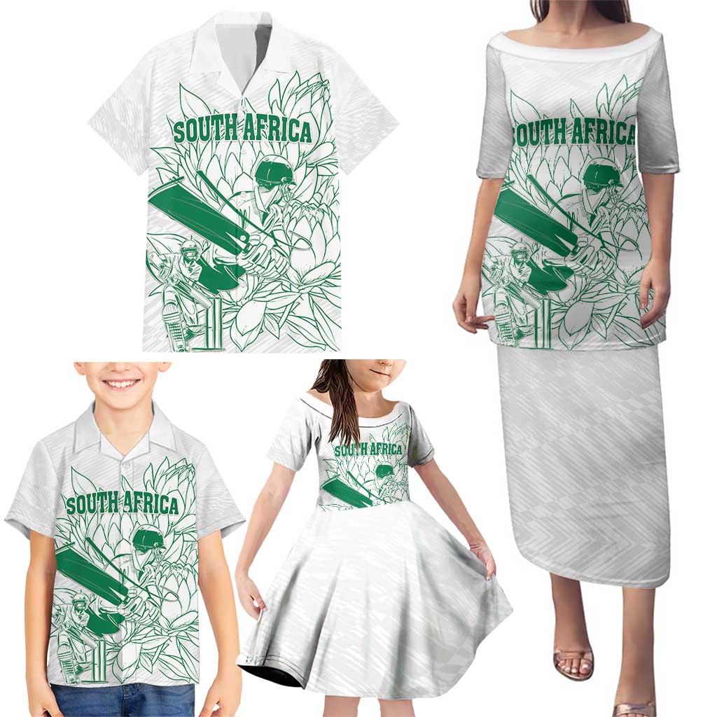 Custom Cricket South Africa Family Matching Puletasi and Hawaiian Shirt Proteas Go Champion White Version - Wonder Print Shop
