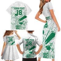 Custom Cricket South Africa Family Matching Short Sleeve Bodycon Dress and Hawaiian Shirt Proteas Go Champion White Version - Wonder Print Shop