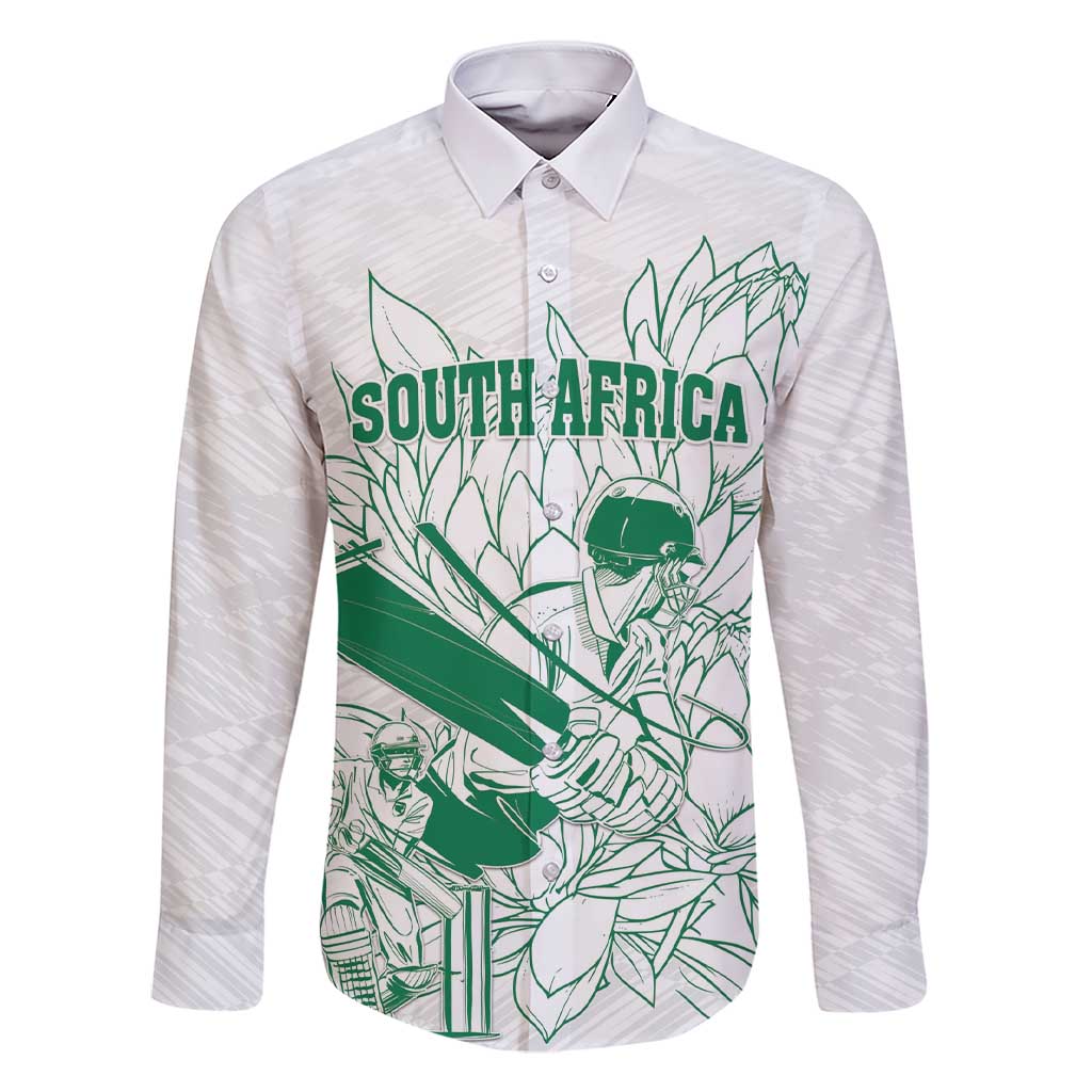 Custom Cricket South Africa Family Matching Short Sleeve Bodycon Dress and Hawaiian Shirt Proteas Go Champion White Version - Wonder Print Shop