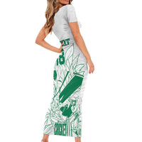 Custom Cricket South Africa Family Matching Short Sleeve Bodycon Dress and Hawaiian Shirt Proteas Go Champion White Version - Wonder Print Shop
