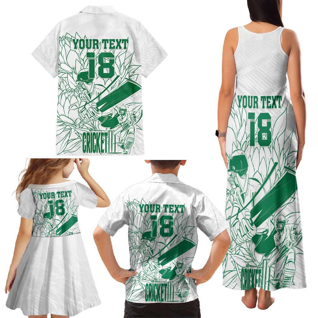 Custom Cricket South Africa Family Matching Tank Maxi Dress and Hawaiian Shirt Proteas Go Champion White Version - Wonder Print Shop