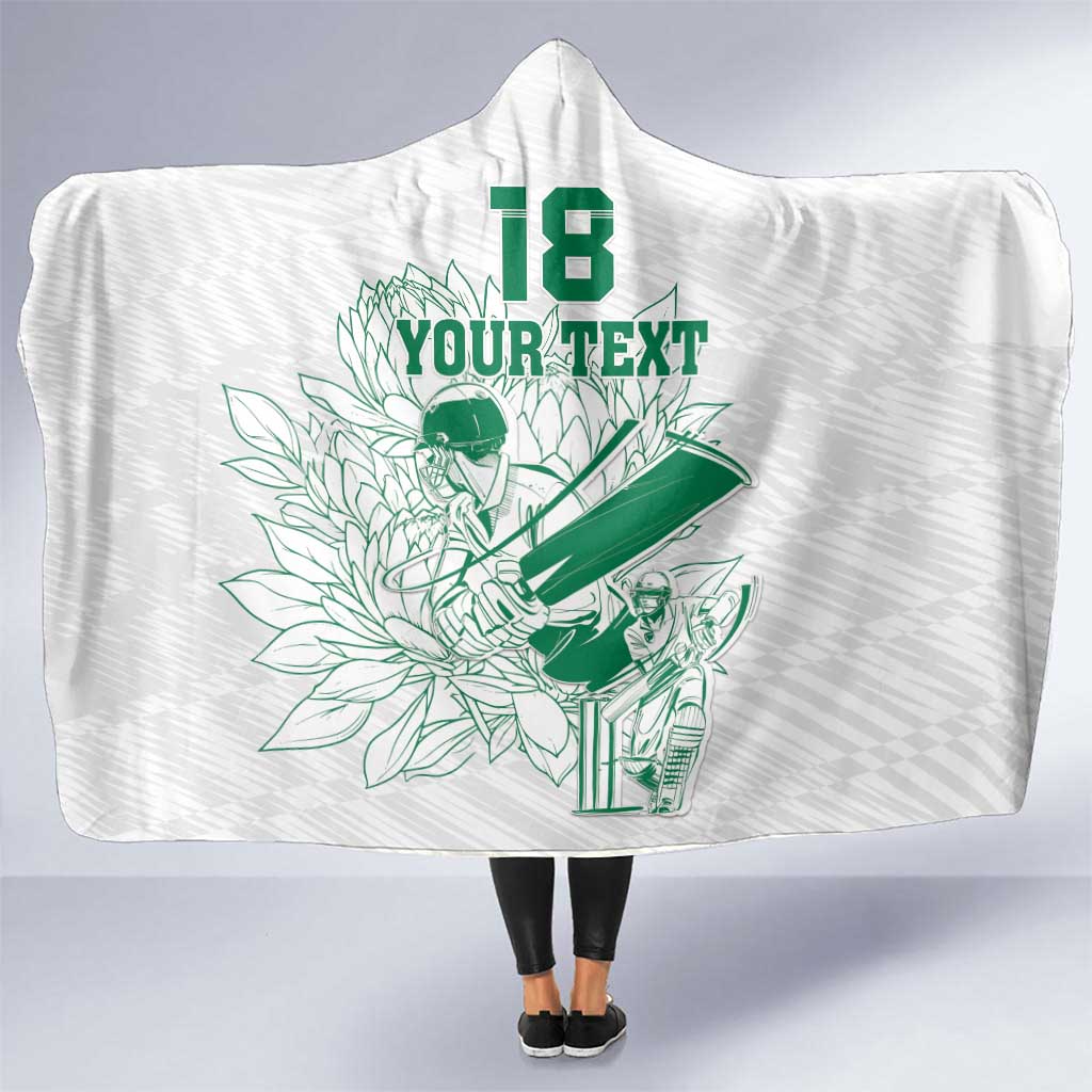 Custom Cricket South Africa Hooded Blanket Proteas Go Champion White Version - Wonder Print Shop
