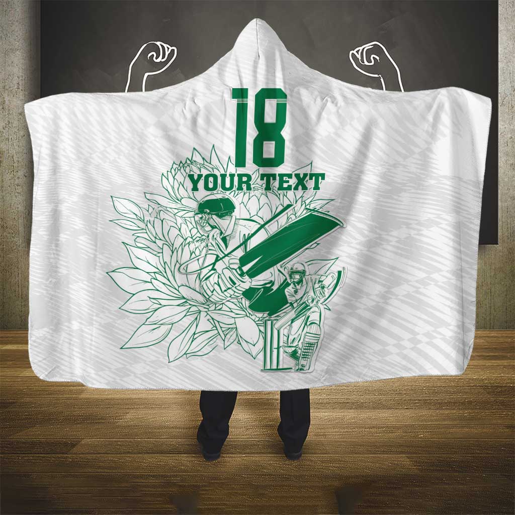 Custom Cricket South Africa Hooded Blanket Proteas Go Champion White Version - Wonder Print Shop