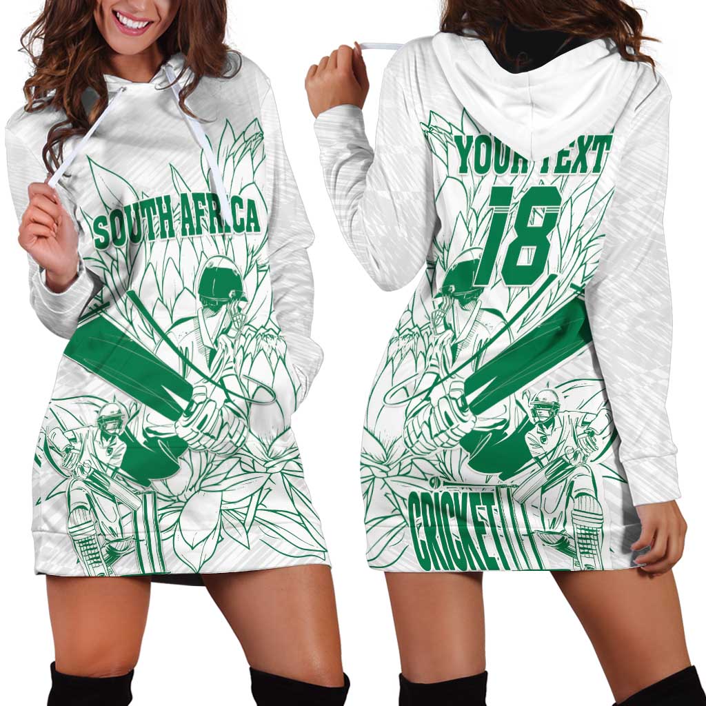 Custom Cricket South Africa Hoodie Dress Proteas Go Champion White Version - Wonder Print Shop