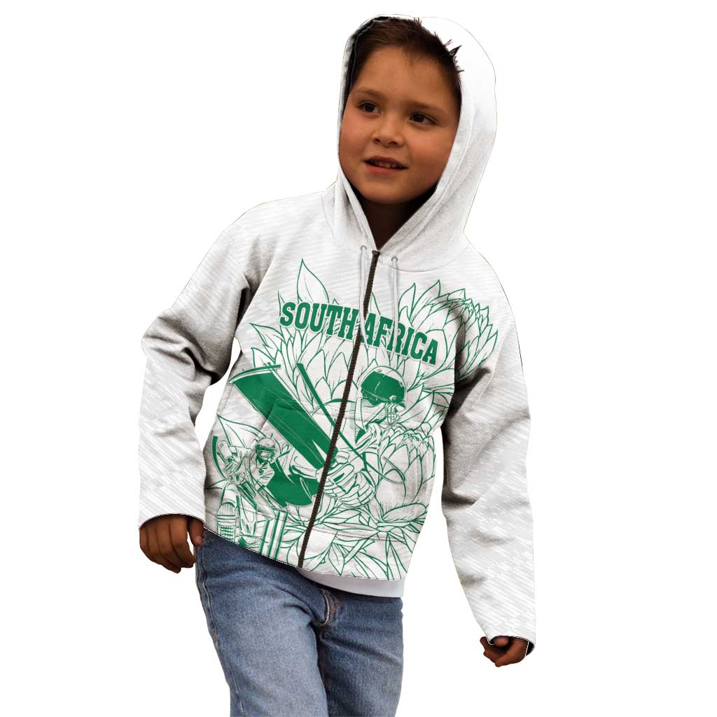 Custom Cricket South Africa Kid Hoodie Proteas Go Champion White Version - undefined