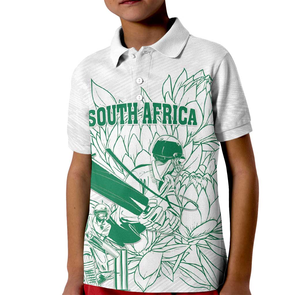 Custom Cricket South Africa Kid Polo Shirt Proteas Go Champion White Version - Wonder Print Shop
