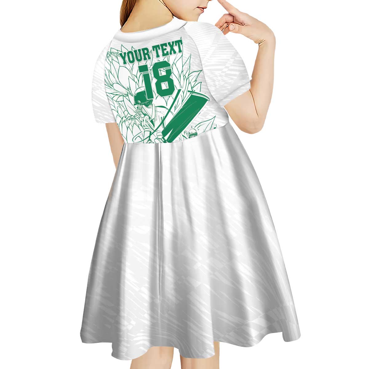 Custom Cricket South Africa Kid Short Sleeve Dress Proteas Go Champion White Version - Wonder Print Shop