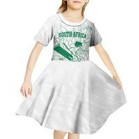 Custom Cricket South Africa Kid Short Sleeve Dress Proteas Go Champion White Version - Wonder Print Shop