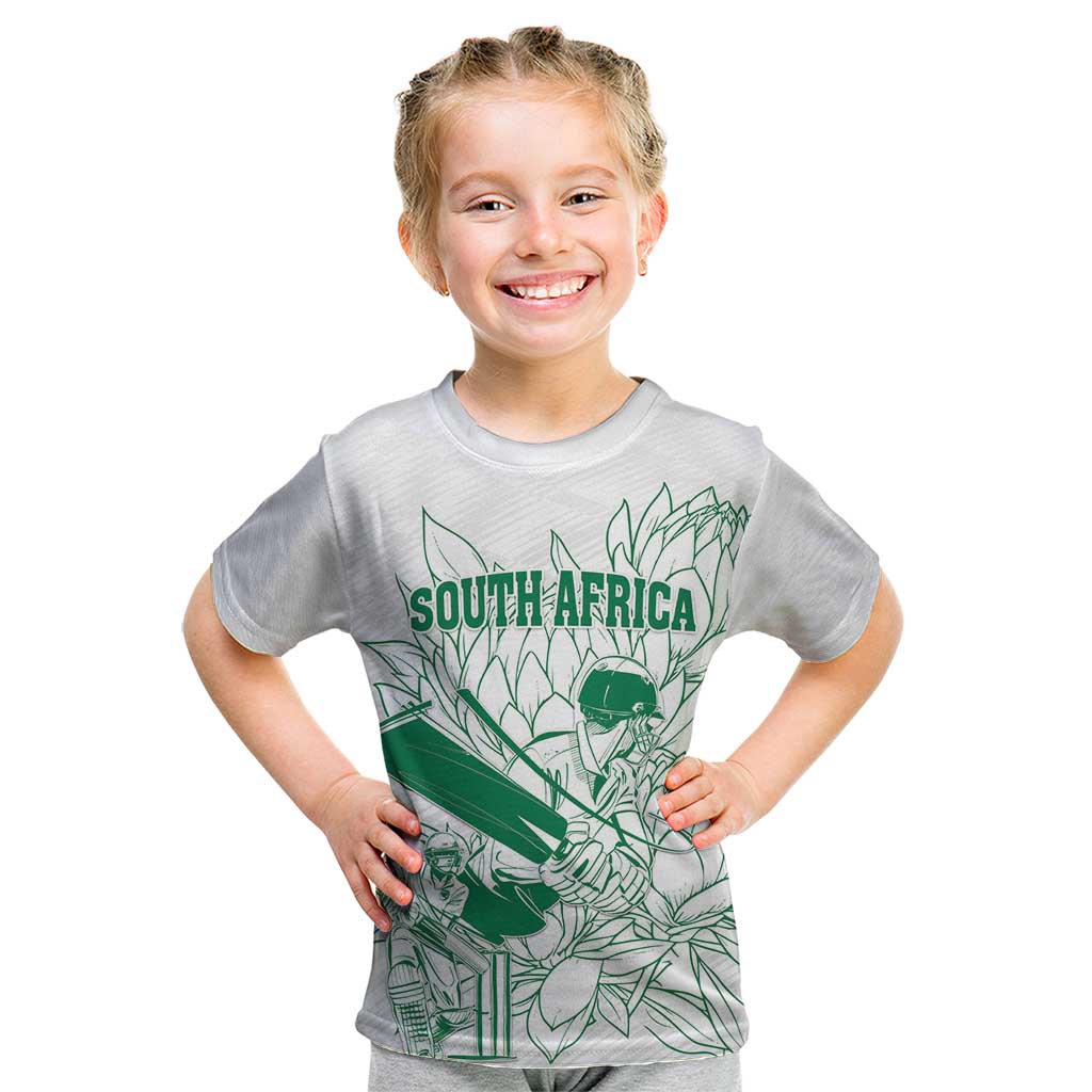 Custom Cricket South Africa Kid T Shirt Proteas Go Champion White Version - Wonder Print Shop