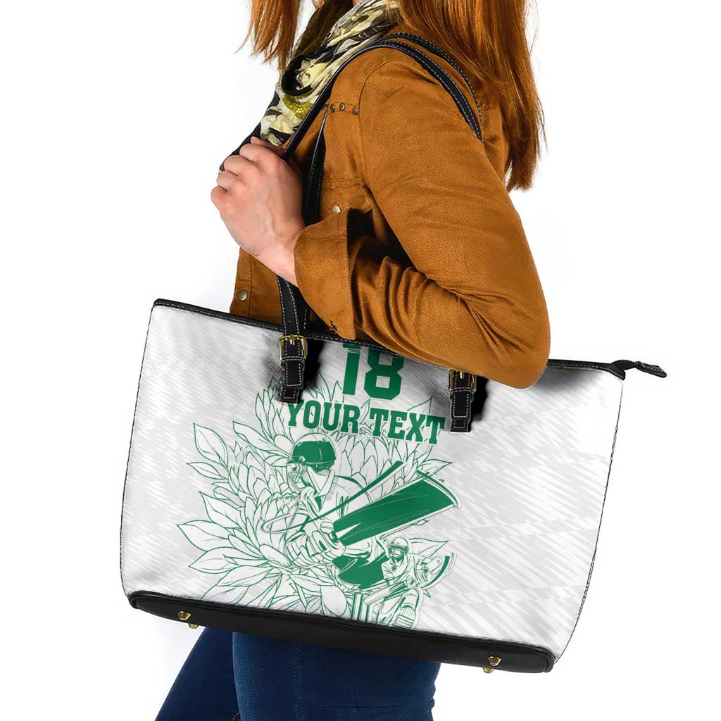 Custom Cricket South Africa Leather Tote Bag Proteas Go Champion White Version - Wonder Print Shop
