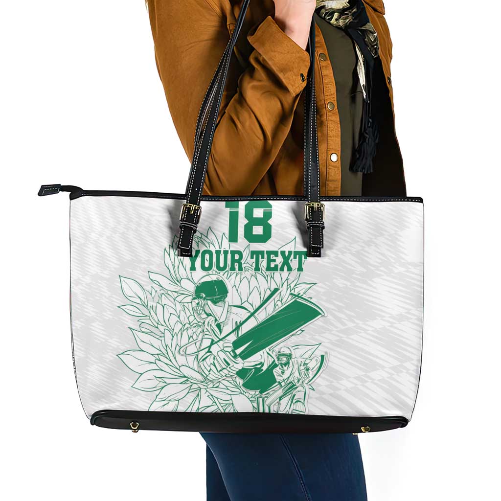 Custom Cricket South Africa Leather Tote Bag Proteas Go Champion White Version - Wonder Print Shop