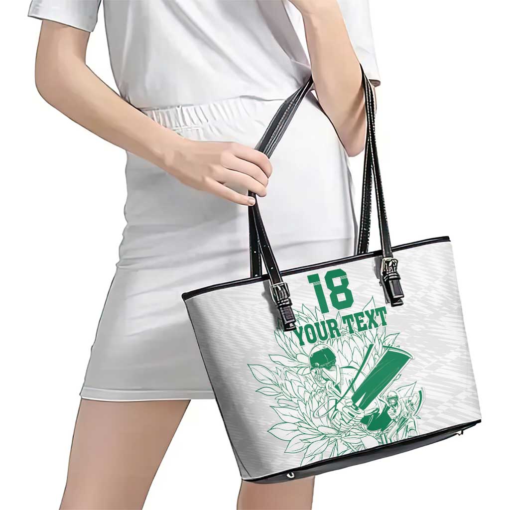 Custom Cricket South Africa Leather Tote Bag Proteas Go Champion White Version - Wonder Print Shop