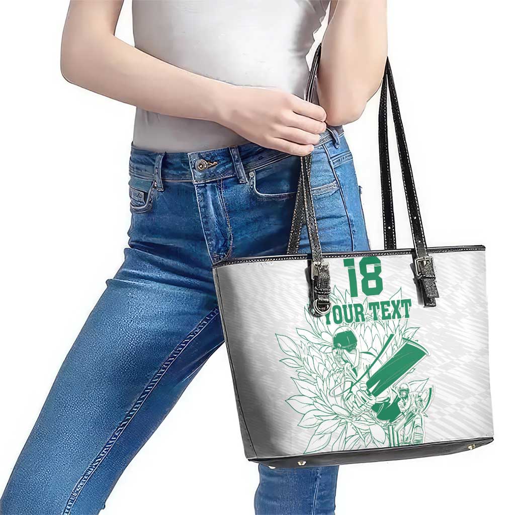 Custom Cricket South Africa Leather Tote Bag Proteas Go Champion White Version - Wonder Print Shop
