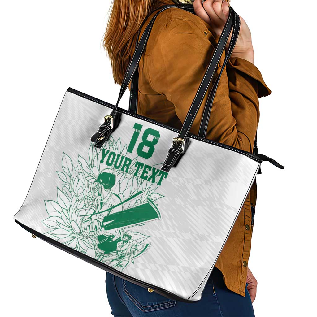 Custom Cricket South Africa Leather Tote Bag Proteas Go Champion White Version - Wonder Print Shop