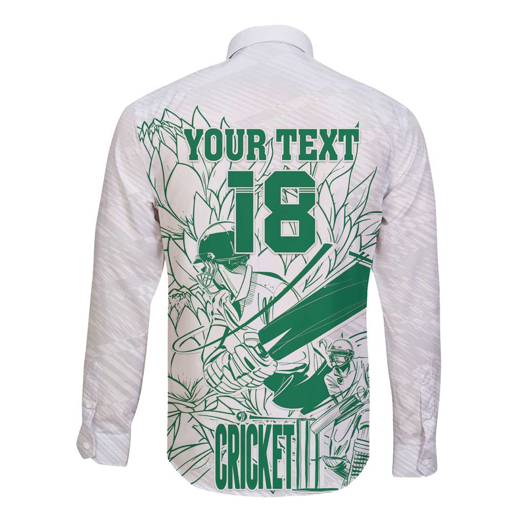 Custom Cricket South Africa Long Sleeve Button Shirt Proteas Go Champion White Version - Wonder Print Shop
