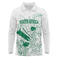 Custom Cricket South Africa Long Sleeve Polo Shirt Proteas Go Champion White Version - Wonder Print Shop