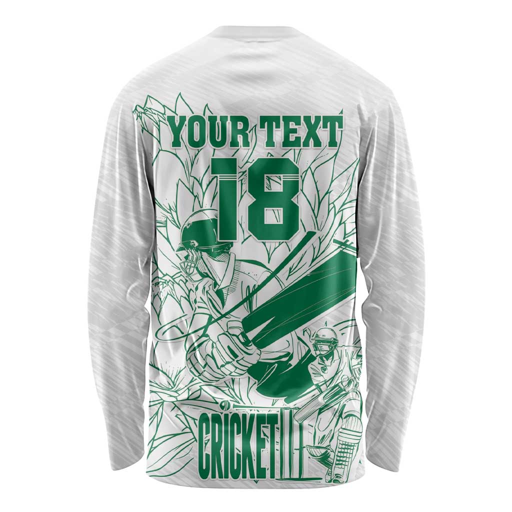 Custom Cricket South Africa Long Sleeve Shirt Proteas Go Champion White Version - Wonder Print Shop