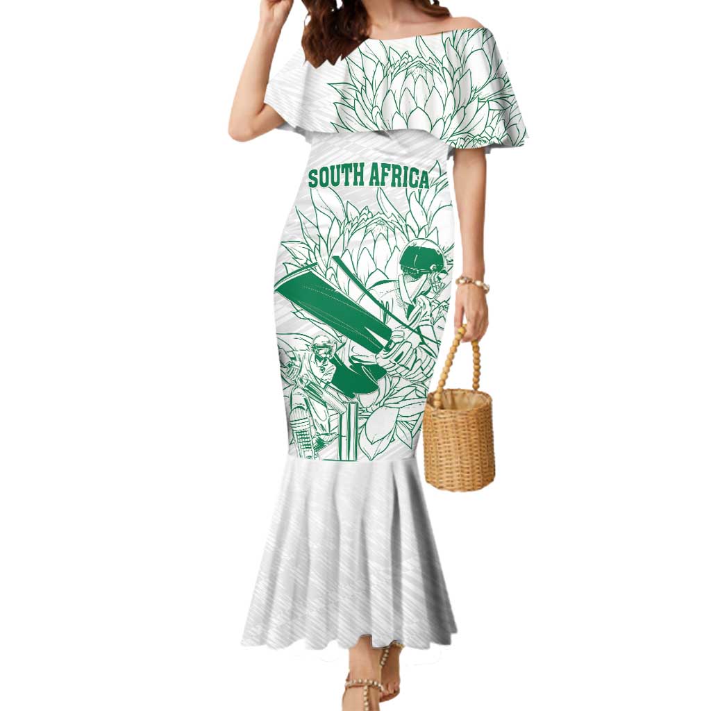 Custom Cricket South Africa Mermaid Dress Proteas Go Champion White Version - Wonder Print Shop