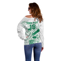Custom Cricket South Africa Off Shoulder Sweater Proteas Go Champion White Version - Wonder Print Shop