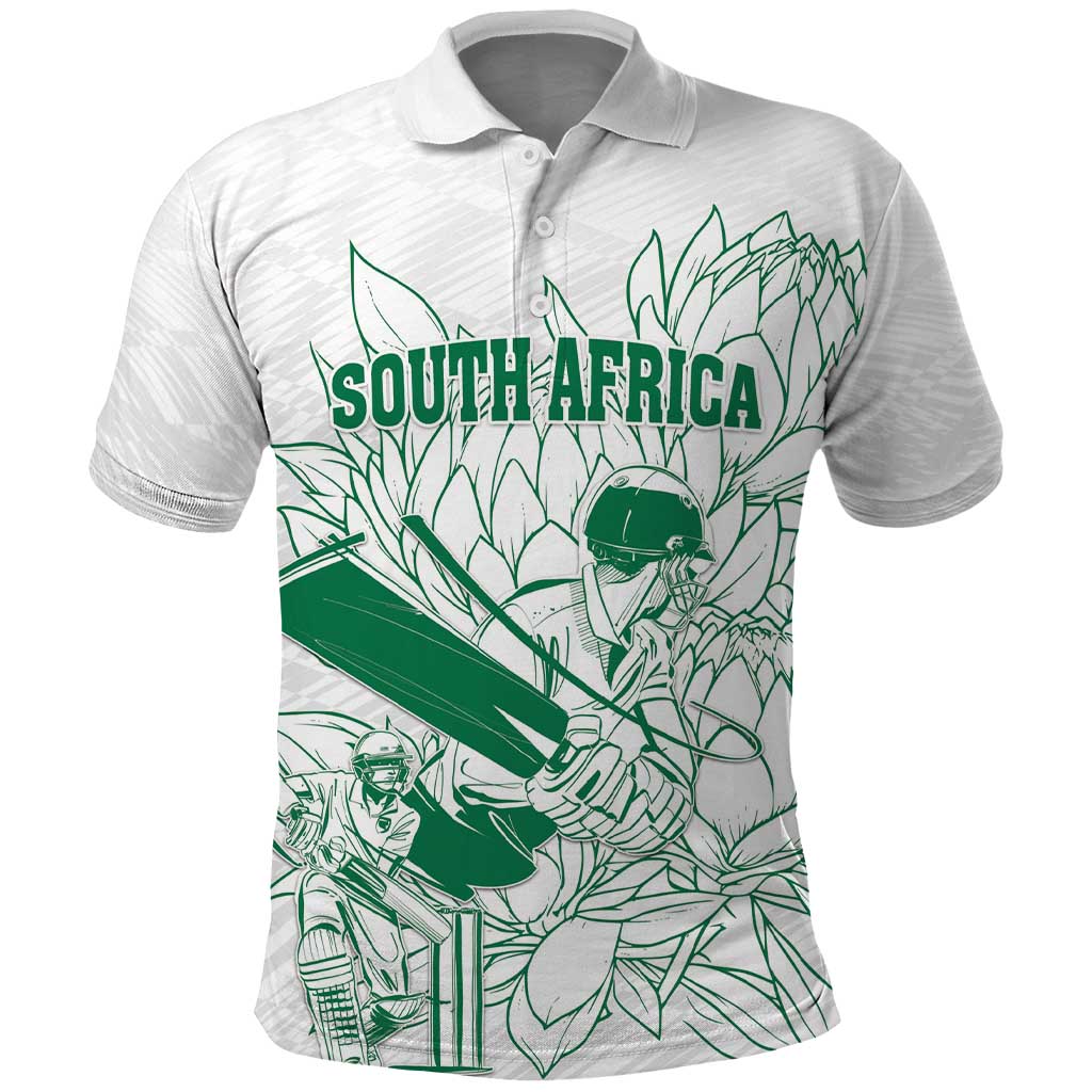 Custom Cricket South Africa Polo Shirt Proteas Go Champion White Version - Wonder Print Shop
