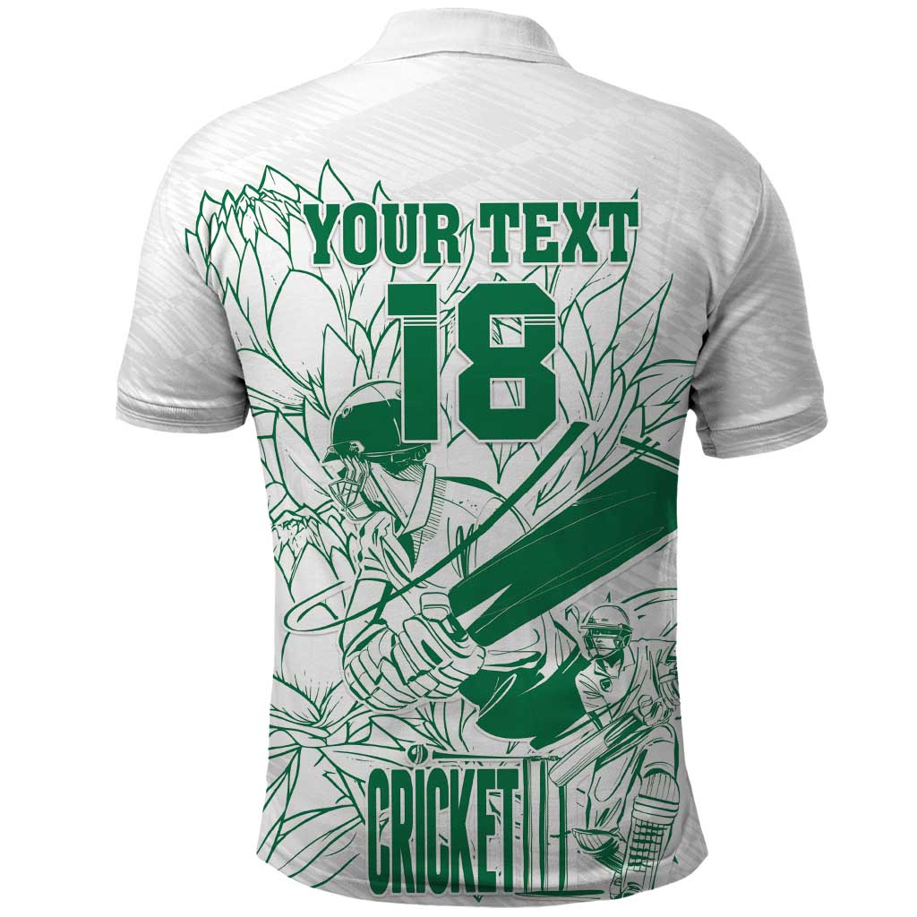 Custom Cricket South Africa Polo Shirt Proteas Go Champion White Version - Wonder Print Shop