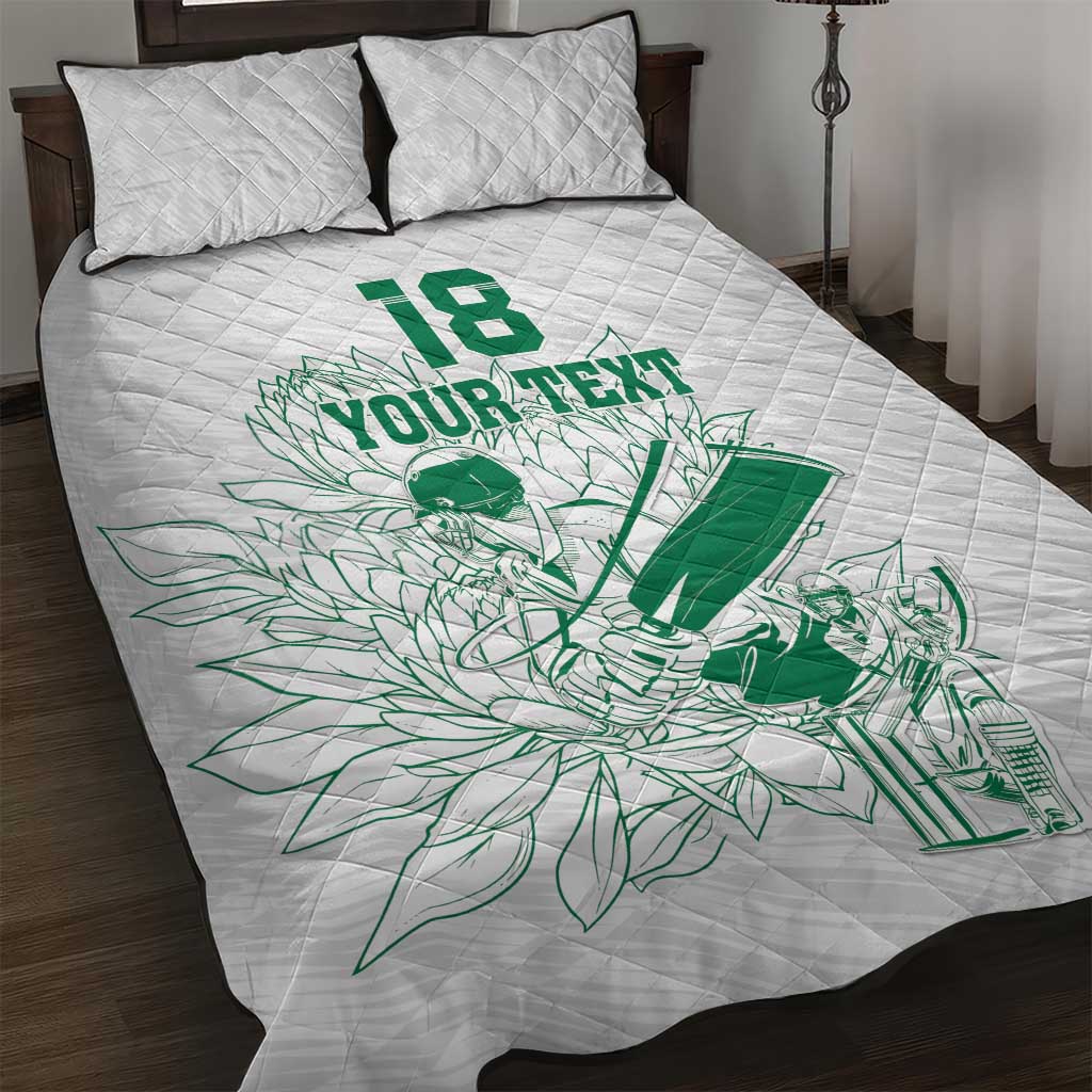 Custom Cricket South Africa Quilt Bed Set Proteas Go Champion White Version - Wonder Print Shop