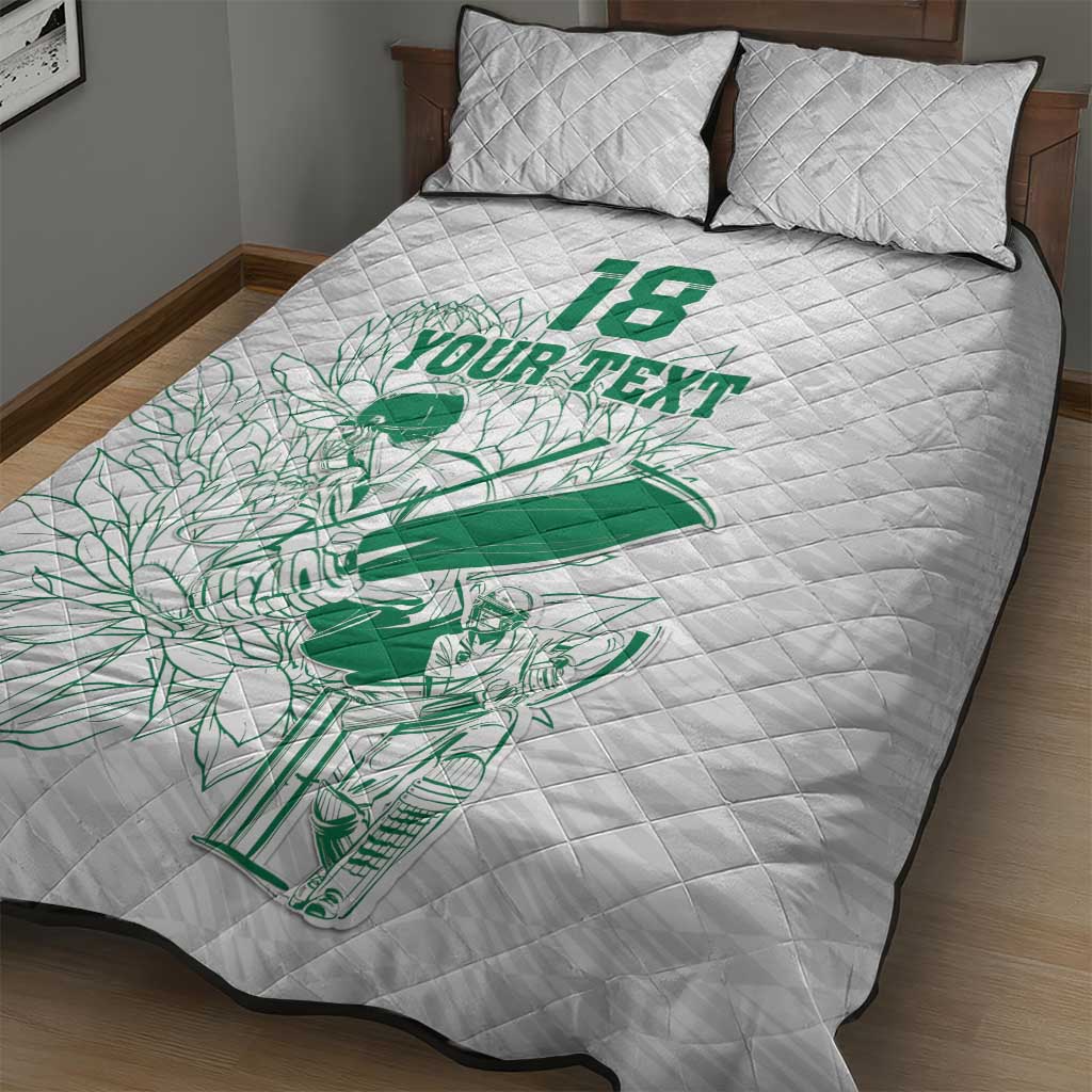 Custom Cricket South Africa Quilt Bed Set Proteas Go Champion White Version - Wonder Print Shop