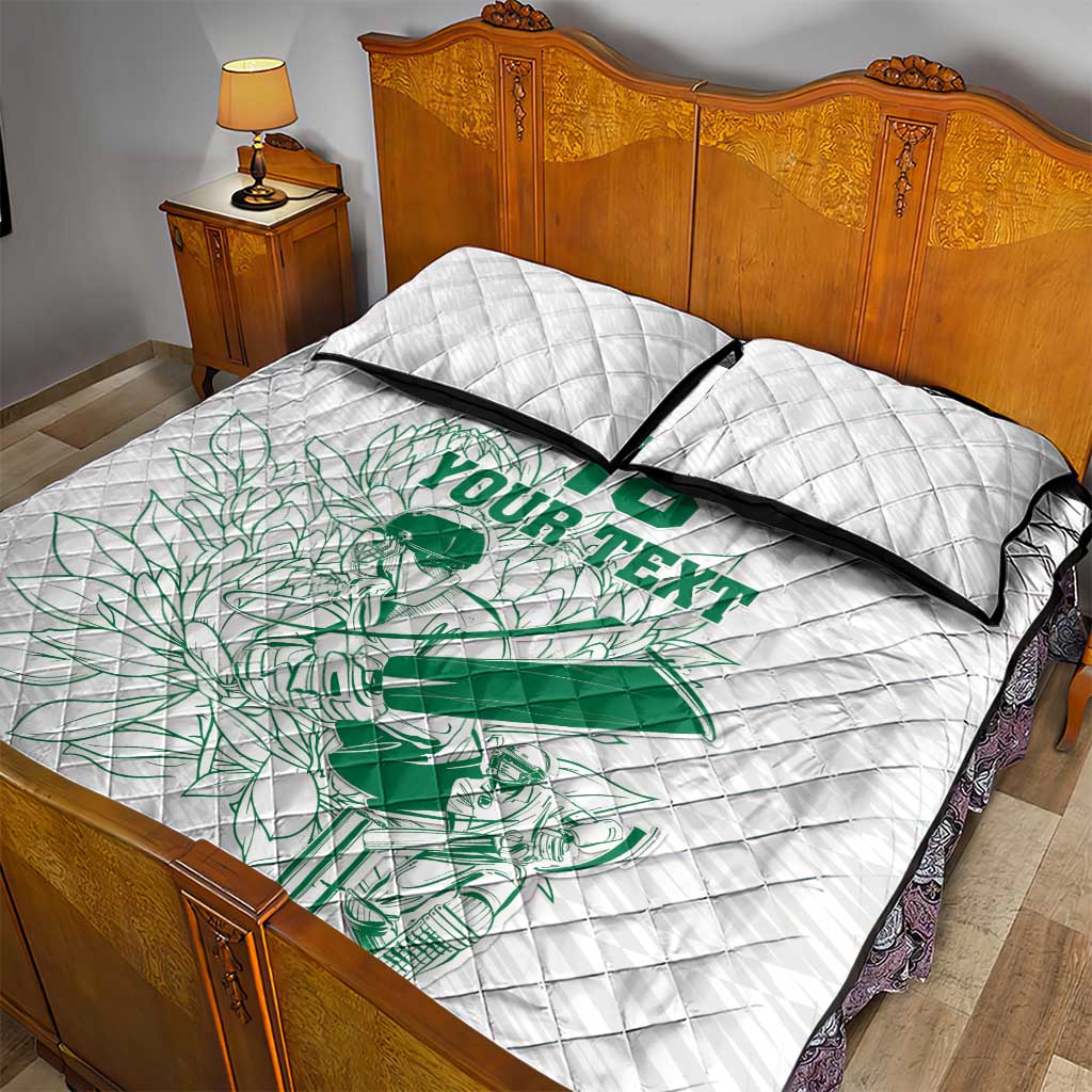 Custom Cricket South Africa Quilt Bed Set Proteas Go Champion White Version - Wonder Print Shop