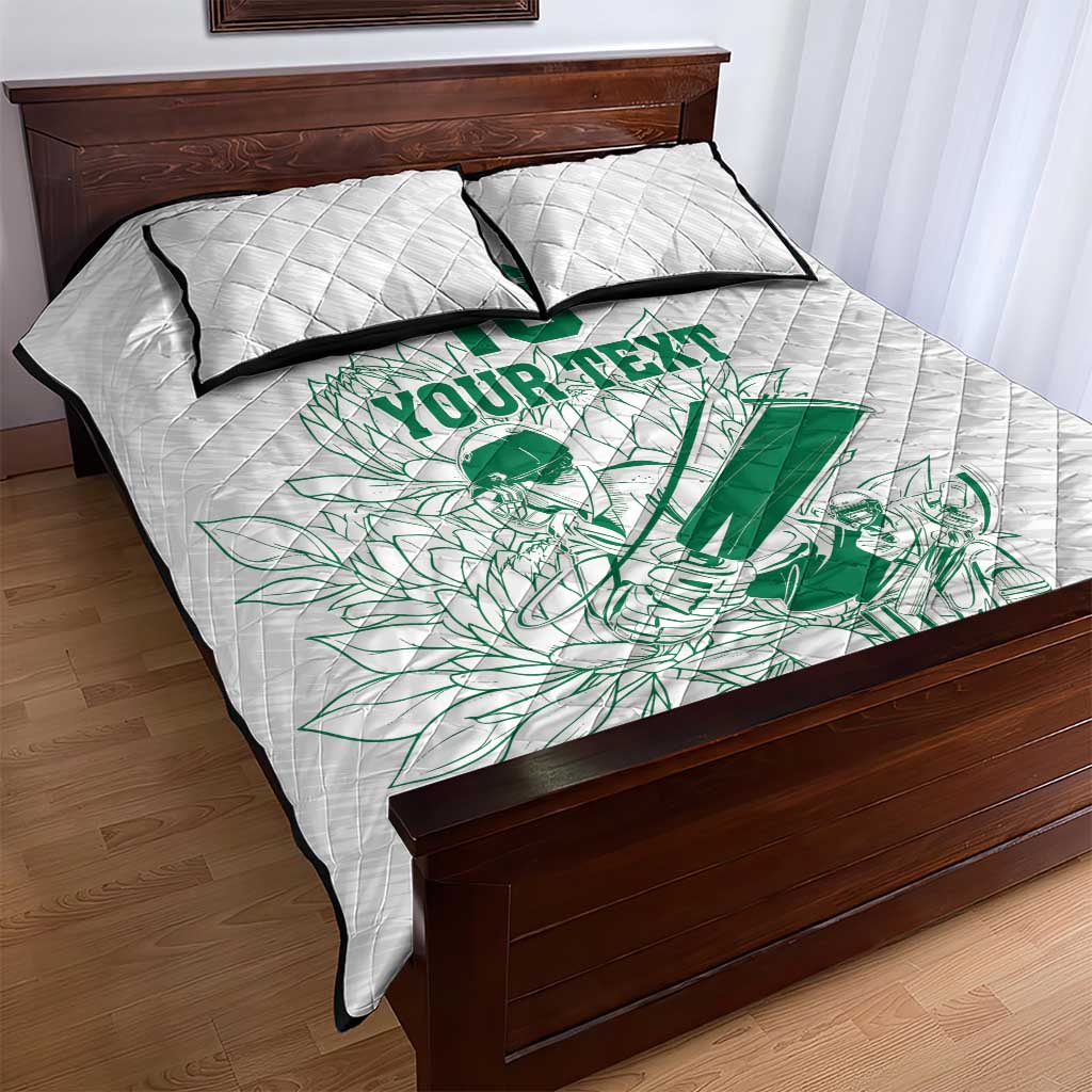 Custom Cricket South Africa Quilt Bed Set Proteas Go Champion White Version - Wonder Print Shop