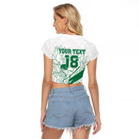 Custom Cricket South Africa Raglan Cropped T Shirt Proteas Go Champion White Version - Wonder Print Shop
