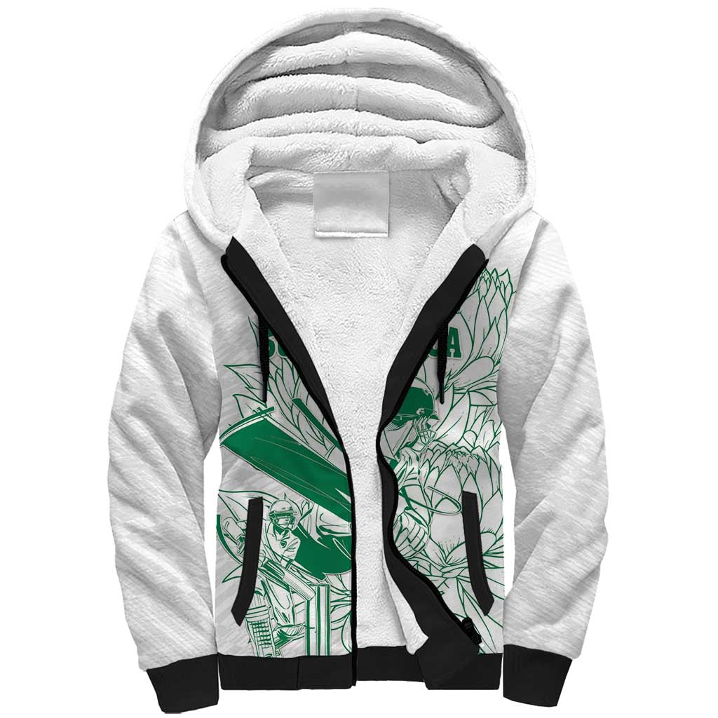Custom Cricket South Africa Sherpa Hoodie Proteas Go Champion White Version - Wonder Print Shop
