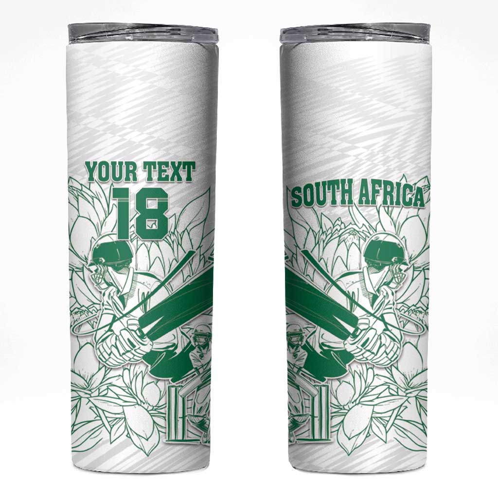 Custom Cricket South Africa Skinny Tumbler Proteas Go Champion White Version - Wonder Print Shop