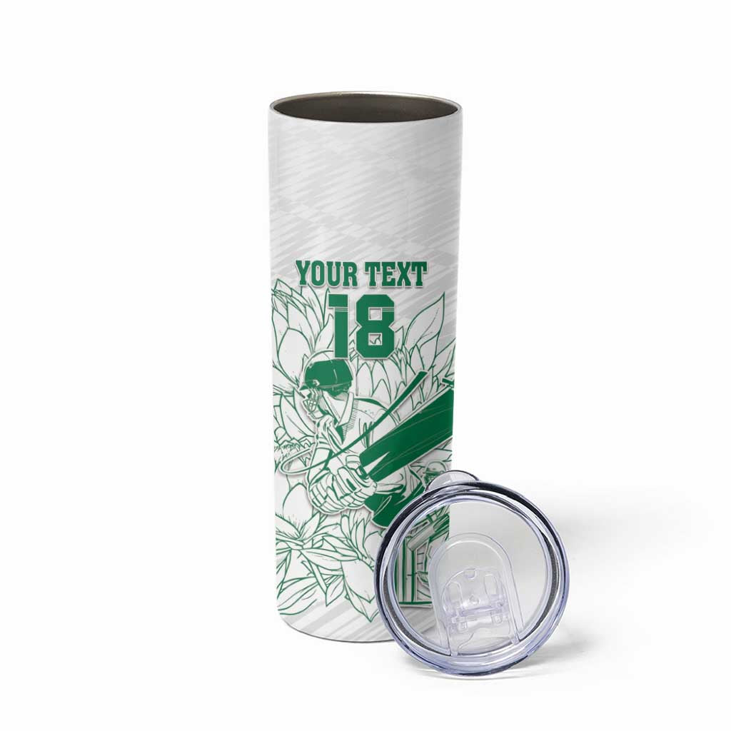 Custom Cricket South Africa Skinny Tumbler Proteas Go Champion White Version - Wonder Print Shop
