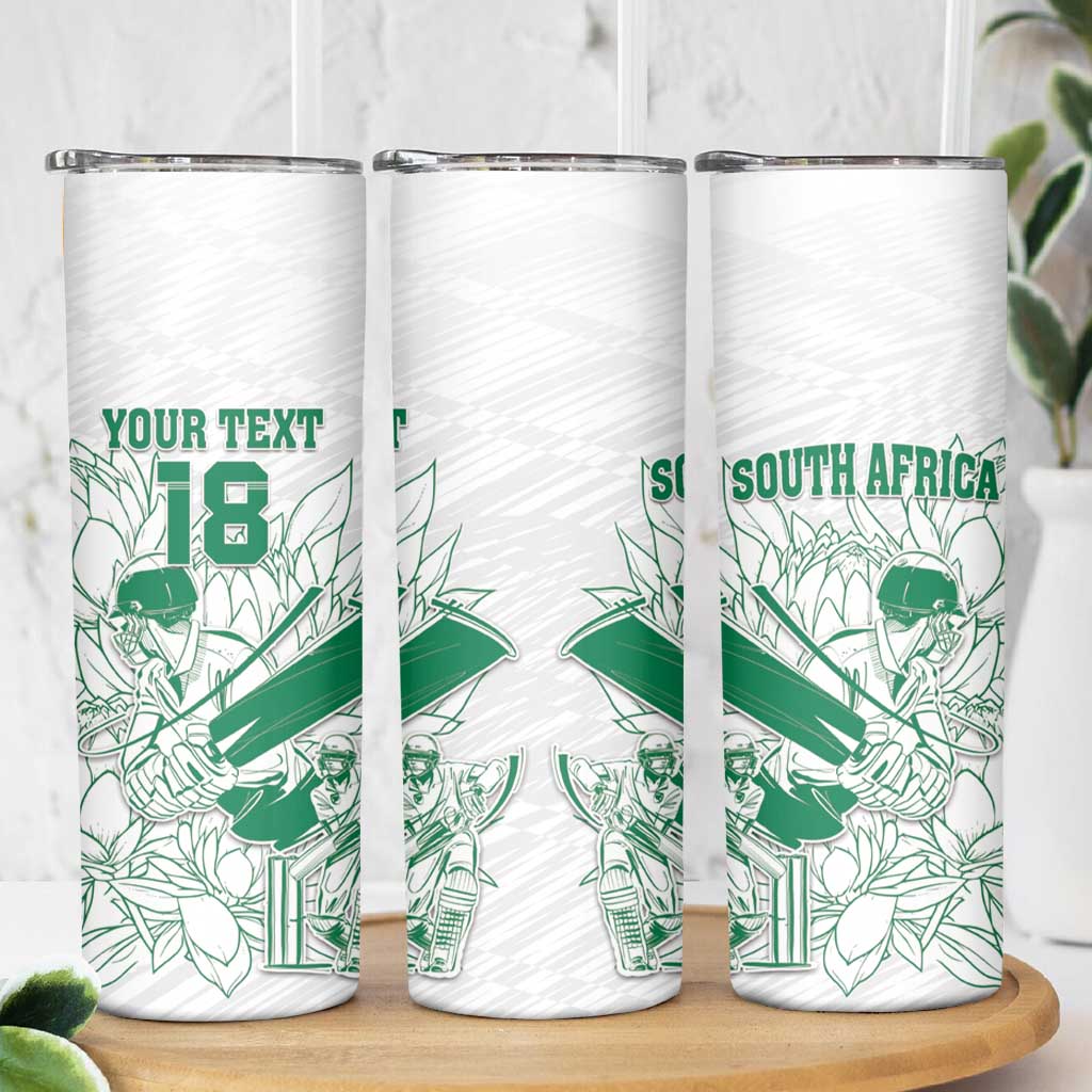 Custom Cricket South Africa Skinny Tumbler Proteas Go Champion White Version - Wonder Print Shop