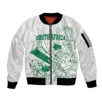 Custom Cricket South Africa Sleeve Zip Bomber Jacket Proteas Go Champion White Version - Wonder Print Shop