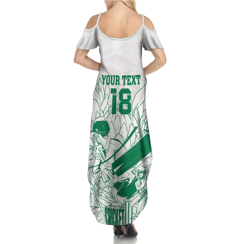 Custom Cricket South Africa Summer Maxi Dress Proteas Go Champion White Version - Wonder Print Shop