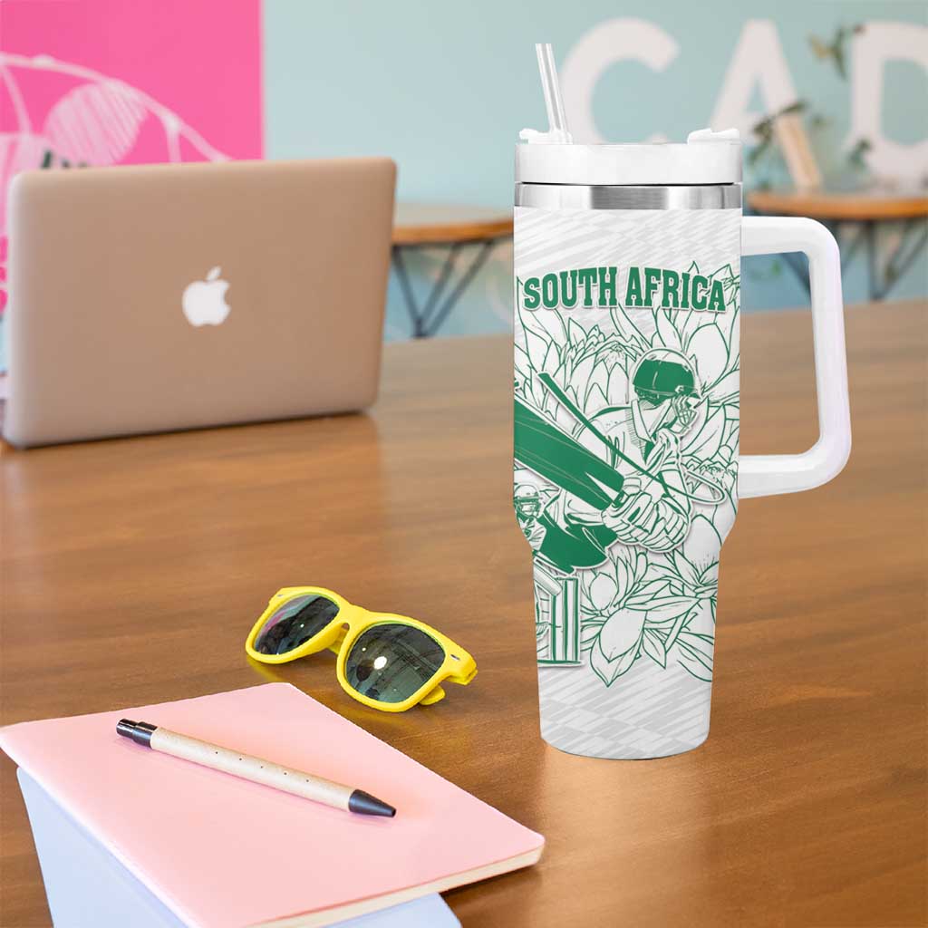 Custom Cricket South Africa Tumbler With Handle Proteas Go Champion White Version - Wonder Print Shop